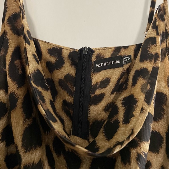 Pretty Little Thing Leopard Slip Dress Size 12 - Picture 2 of 3